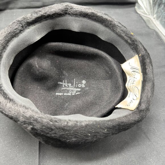 Vintage 1960s Miss Dior Created by Christian Dior Black Fur Italian Pillbox Hat
